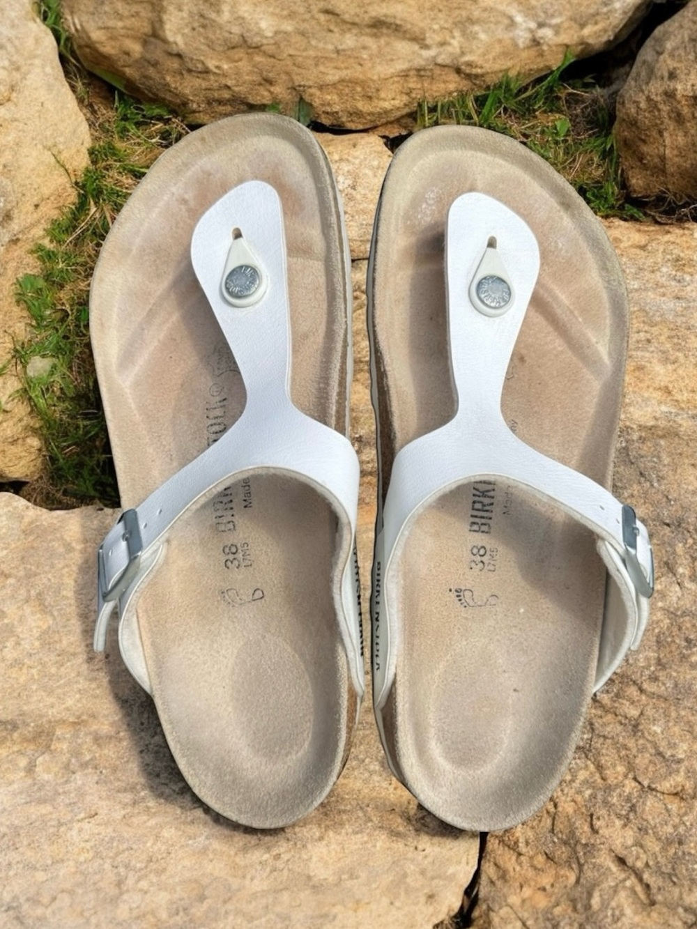 Birkenstock Gizeh Sandal White Birko Flor Thong Slides